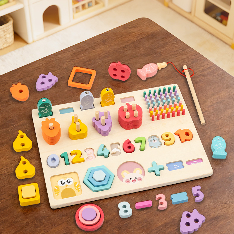 Fishing Equipment For Kids - Multifunktionales Holz-Logarithmusbrett, Farbe, Form, Kognitives Zuordnen,