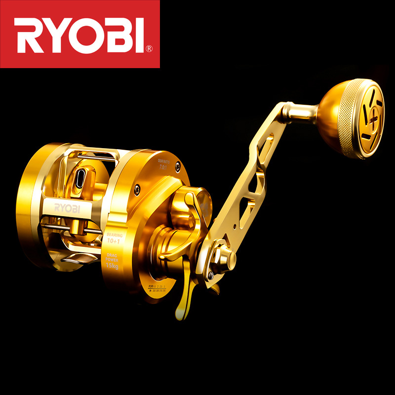 Electric Fishing Reel - JapanRYOBIRyobiVARIUSValius Gold Eisenplattenrolle Vollmetall Slow-Jigging Trommelrolle